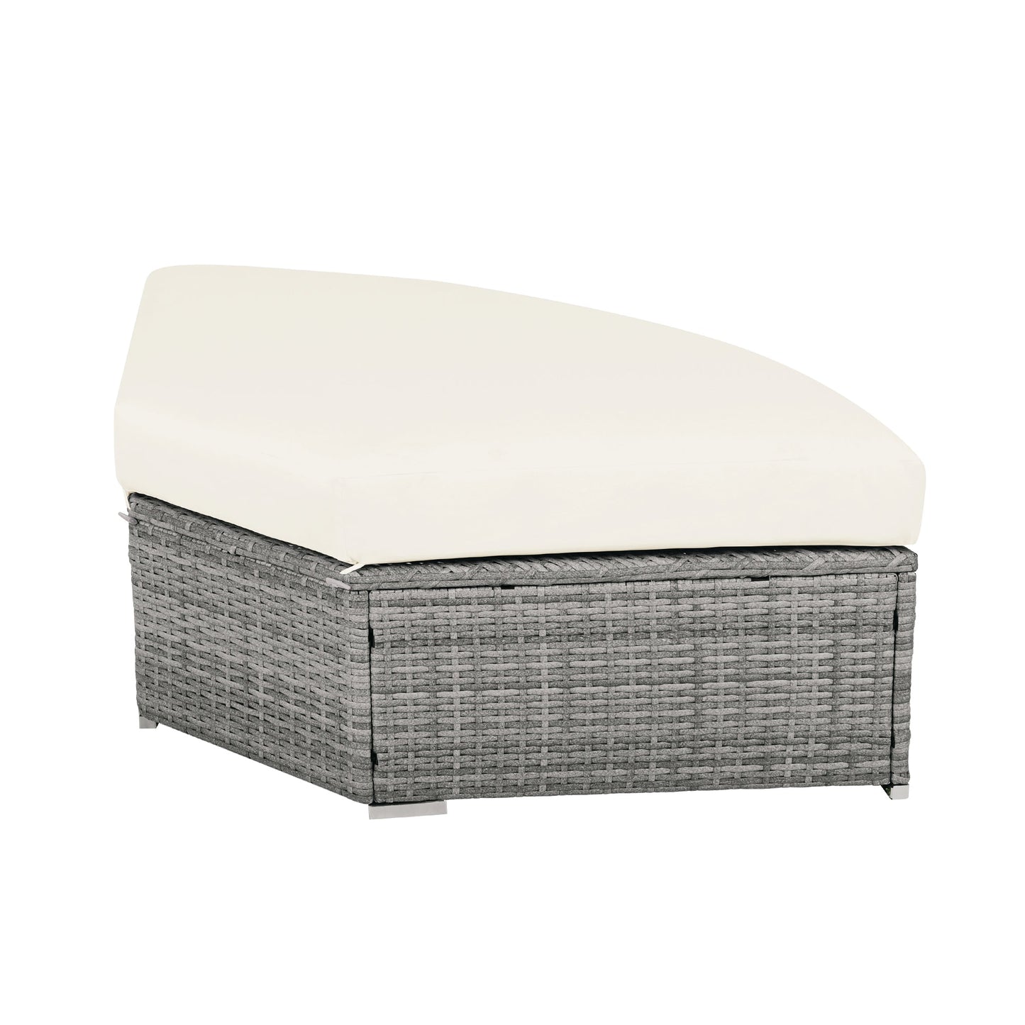 Patio Furniture Set Outdoor Daybed Rattan Sectional With Cushions and Center Table, Beige, Iron & Rattan, Multiple Sizes