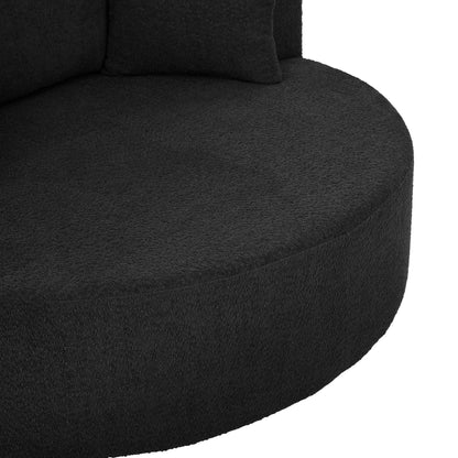 360° Swivel Accent Barrel Chair With Removable Pillows, Black Chenille, 56.3x56.3x36.5 Inches