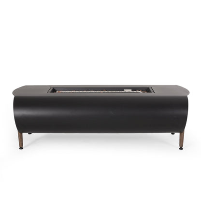 Vernon Rectangle Fire Pit 50,000 BTU Dark Gray Iron 50x25.5x15.25 Inches