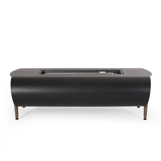 Vernon Rectangle Fire Pit 50,000 BTU Dark Gray Iron 50x25.5x15.25 Inches