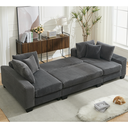 114' Sleeper Sofa,U Shaped Sofa , Pull Out Bed,Convertible Oversize 2 in 1 Sleeper Sofa, Living Room,Upholstery Sofa Bed