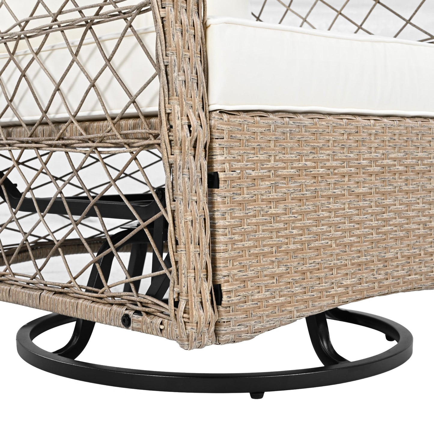 3-Piece Outdoor Chair&Table Set Chat Set 2-Person Rattan Seating Group With Two Swivel Chairs and a Square Table for Gar