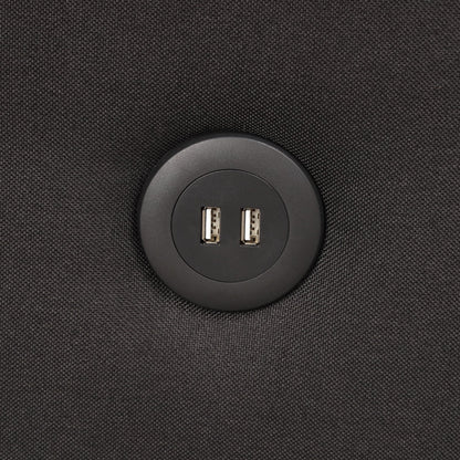 3-In-1 Pull Out Sofa Sleeper With Wing Table and USB Charge, Black Linen Upholstery, Iron Frame