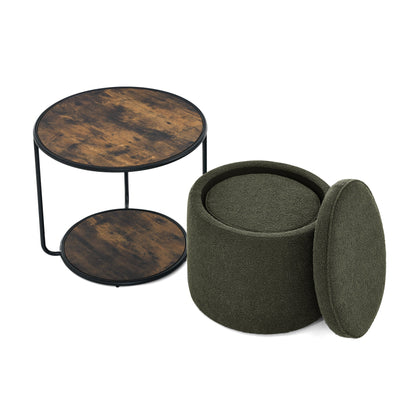 Ottoman, Multi-Functional Combination Set Table Ottoman, Combination of Ottoman and Table, With Drum Stool, With Storage