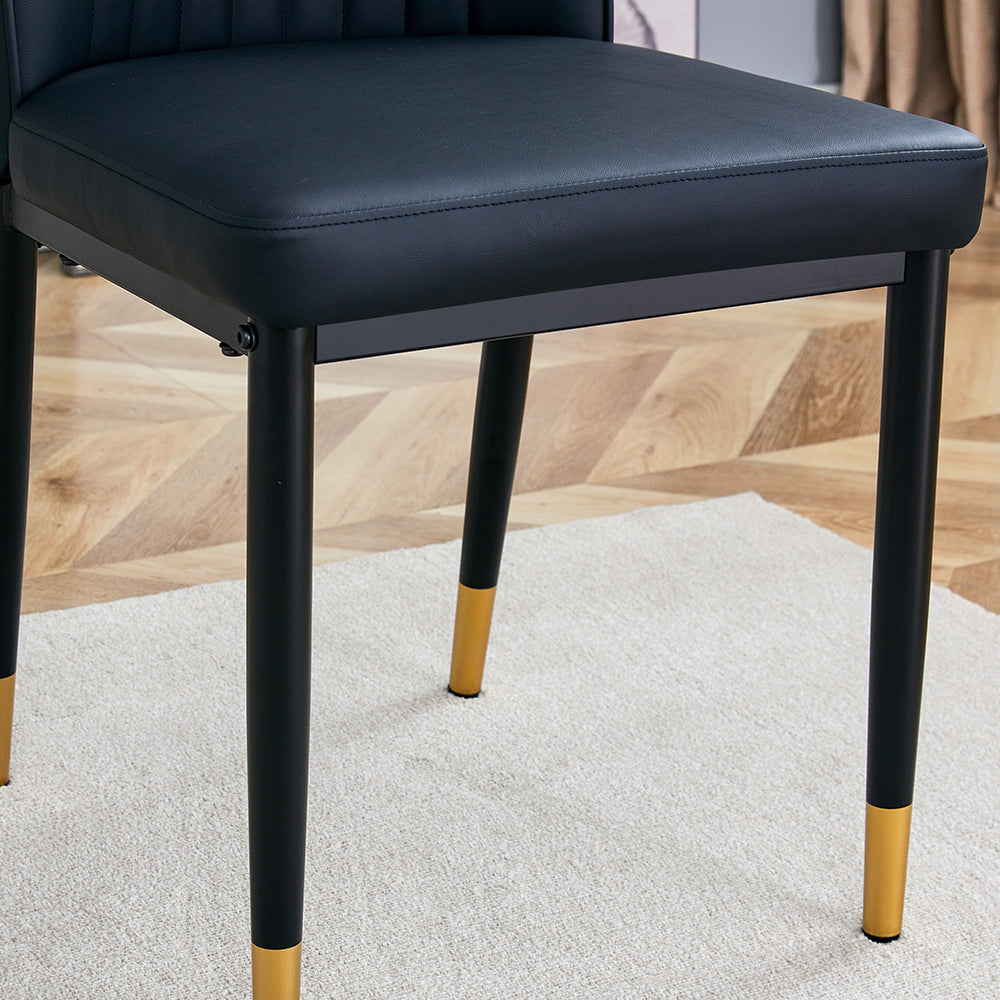 A Set of 4 Dining Chairs, Black Dining Chair Set, PU Material High Backrest Seats and Sturdy Leg Chairs, Suitable for Re