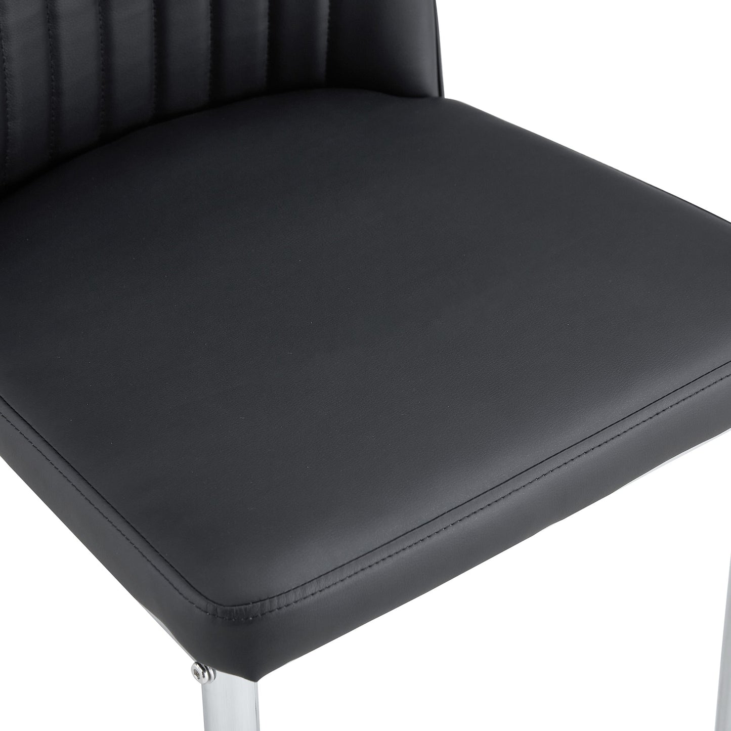 A Set of 6 Dining Chairs, Black Dining Chair Set, PU Material High Backrest Seats and Sturdy Leg Chairs, Suitable for Re