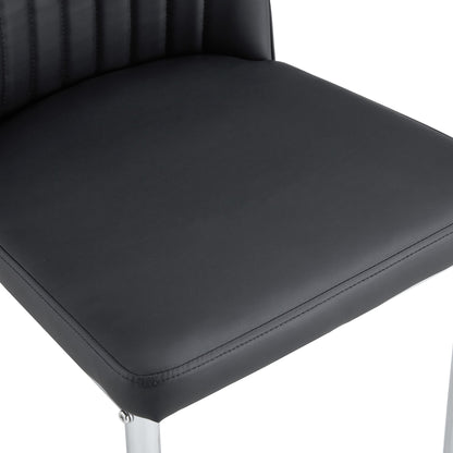 A Set of 6 Dining Chairs, Black Dining Chair Set, PU Material High Backrest Seats and Sturdy Leg Chairs, Suitable for Re