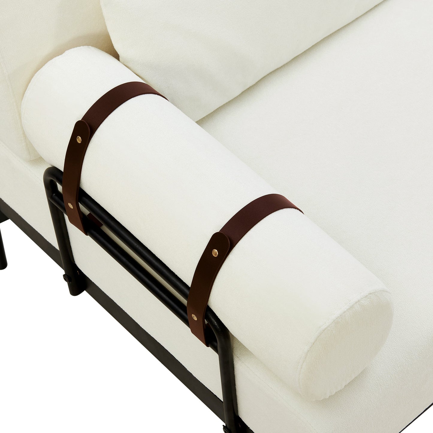 Modern Loveseat Sofa 59' Couch With Flexible USB Ports, Unique Cylindrical Armrests, Beige Chenille