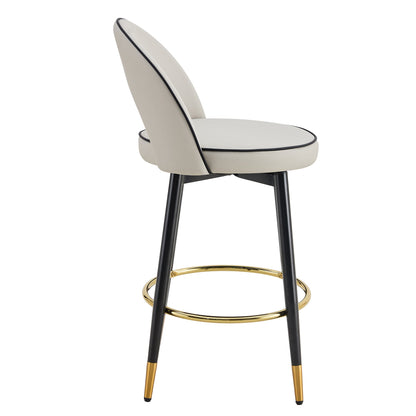 Modern PU Comfortable Upholstered Bar Chair With Smooth and Beautiful Black Metal Legs for Dining Room, Kitchen, Terrace