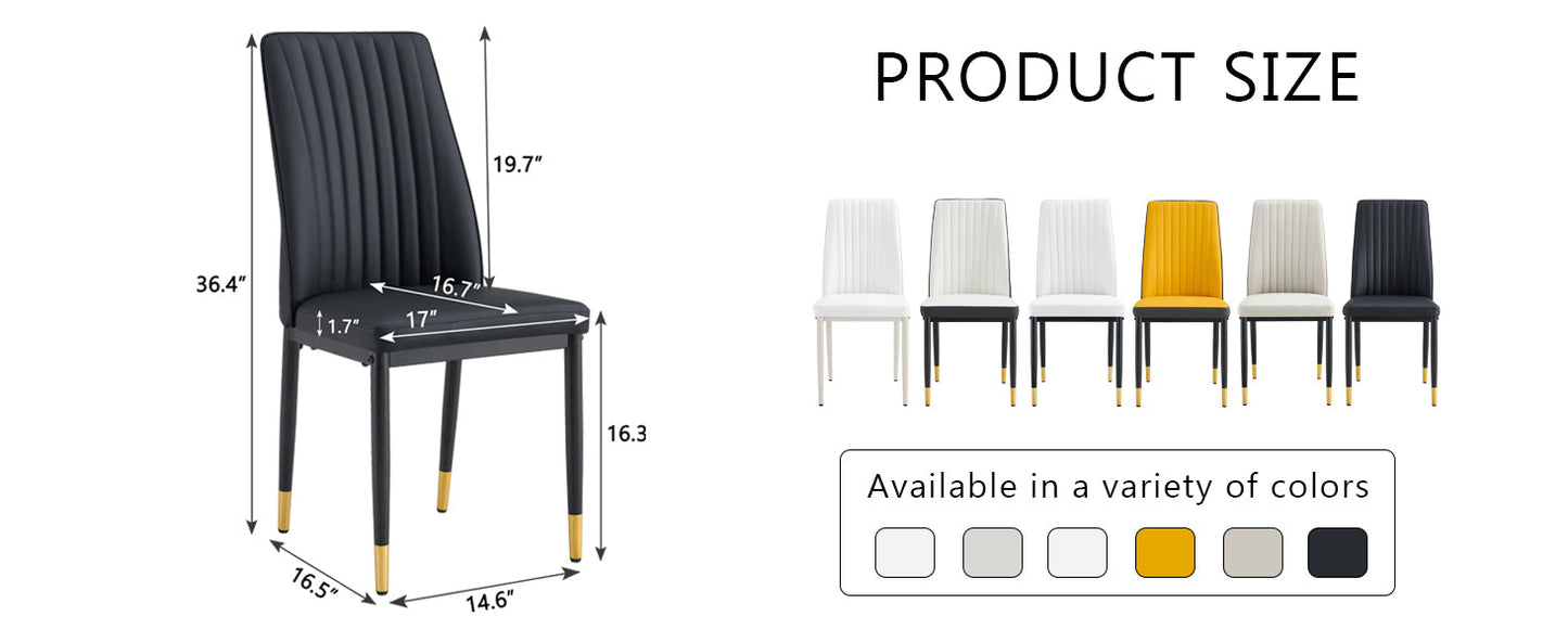 A Set of 4 Dining Chairs, Black Dining Chair Set, PU Material High Backrest Seats and Sturdy Leg Chairs, Suitable for Re