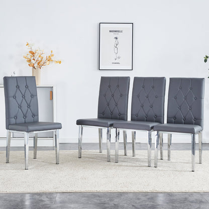 4 Piece Set of Gray Armless Dining Chairs Brings a Touch of Elegance and Mystery to the Dining Area With Its Deep Gray T