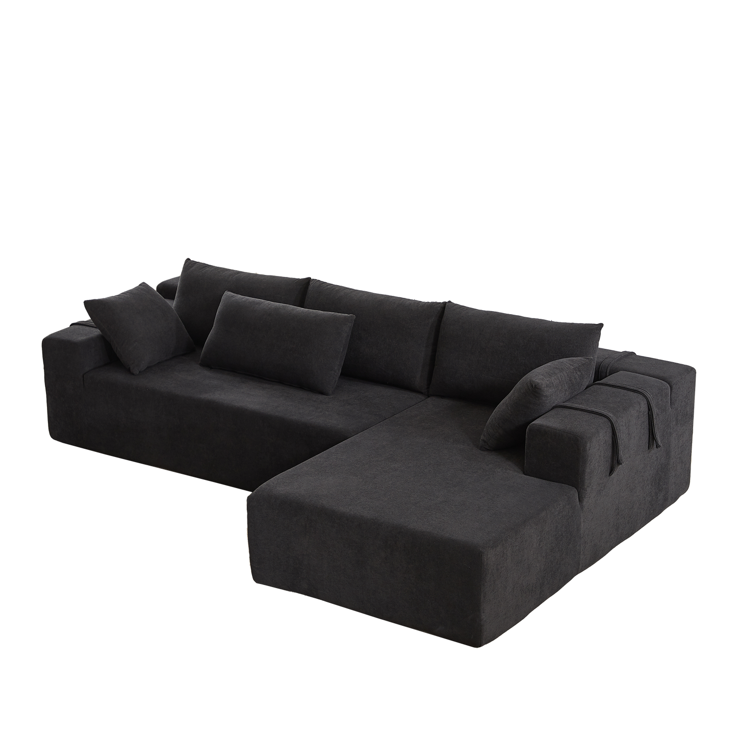 Modern Chenille Upholstered Sectional Sofa Couch Set,Modular 108' L Shaped Sectional Living Room Sofa Set With 6 Pillows