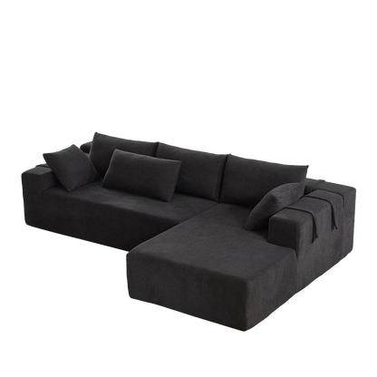 Modern Chenille Upholstered Sectional Sofa Couch Set,Modular 108' L Shaped Sectional Living Room Sofa Set With 6 Pillows