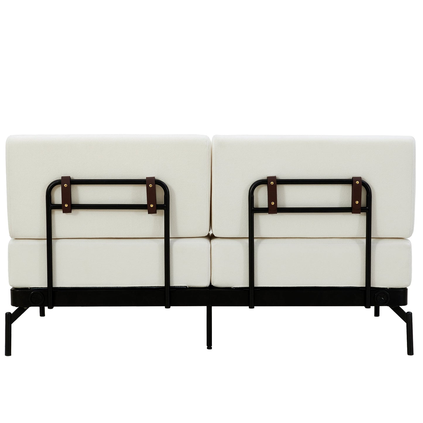 Modern Loveseat Sofa 59' Couch With Flexible USB Ports, Unique Cylindrical Armrests, Beige Chenille