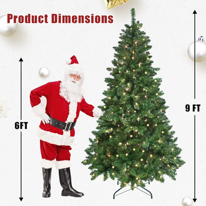 9ft Green Christmas Tree With 620 WiFi-Controlled RGB LED Lights, 1721 PVC Tips, 38 Light Functions, Music Sync, Hinged