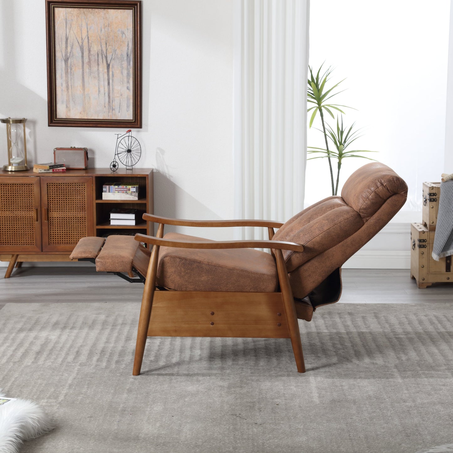 Wood Frame Armchair,  Modern Accent Chair Lounge Chair for Living Room