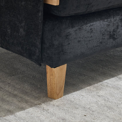 Mid-Century Modern Foldable Sofa Bed Recliner, 3-In-1 Convertible Sleeper With Three Pillows, Black Chenille for Small S