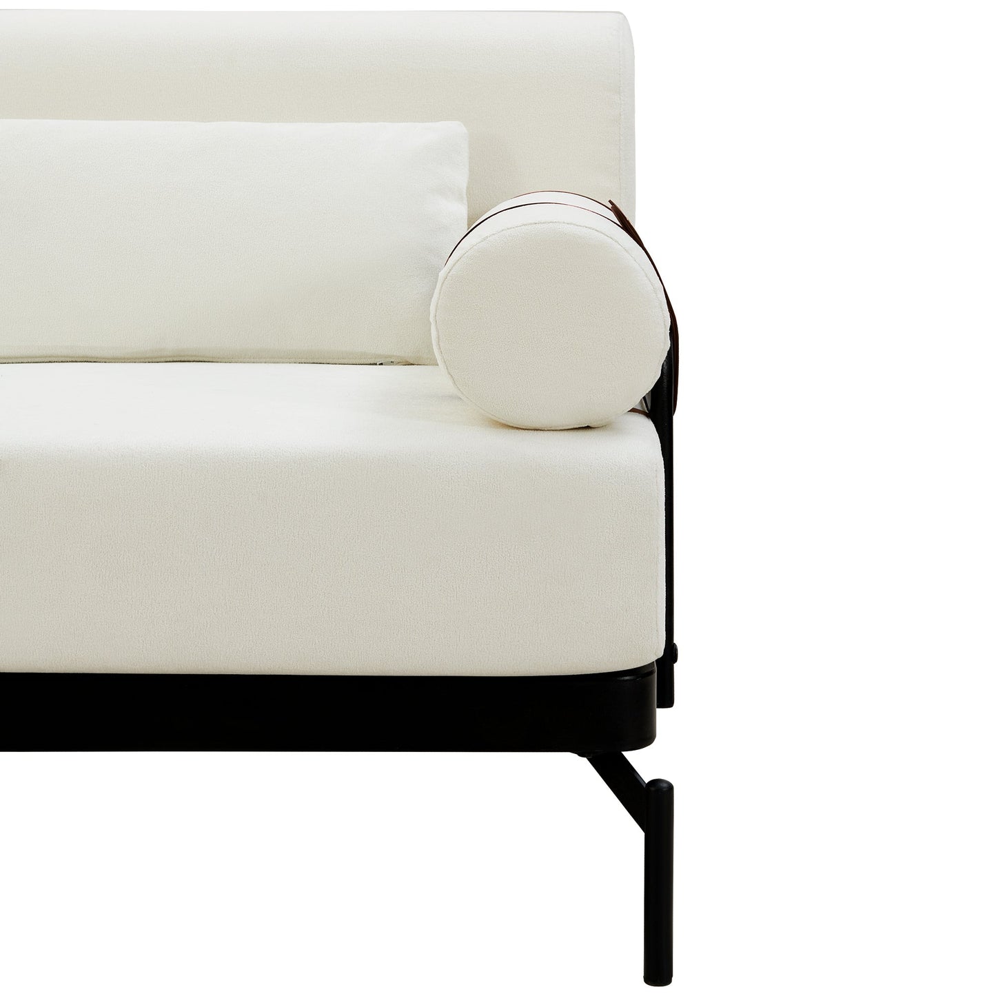 Modern Loveseat Sofa 59' Couch With Flexible USB Ports, Unique Cylindrical Armrests, Beige Chenille