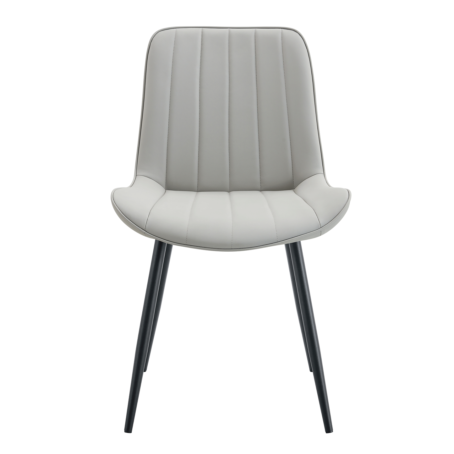 Ergonomic PU Leather Dining Chair Set With Extended Seat Cushion, Metal Legs, Black/Gray