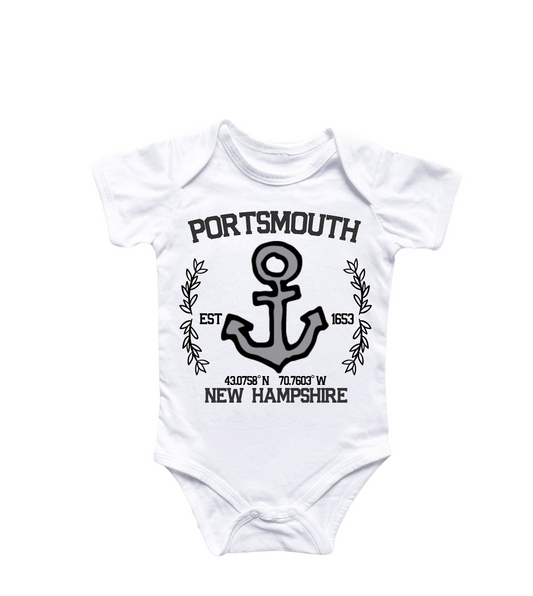 Portsmouth New Hampshire - Baby Boy Girl Clothes Infant Bodysuit Funny Cute Newborn