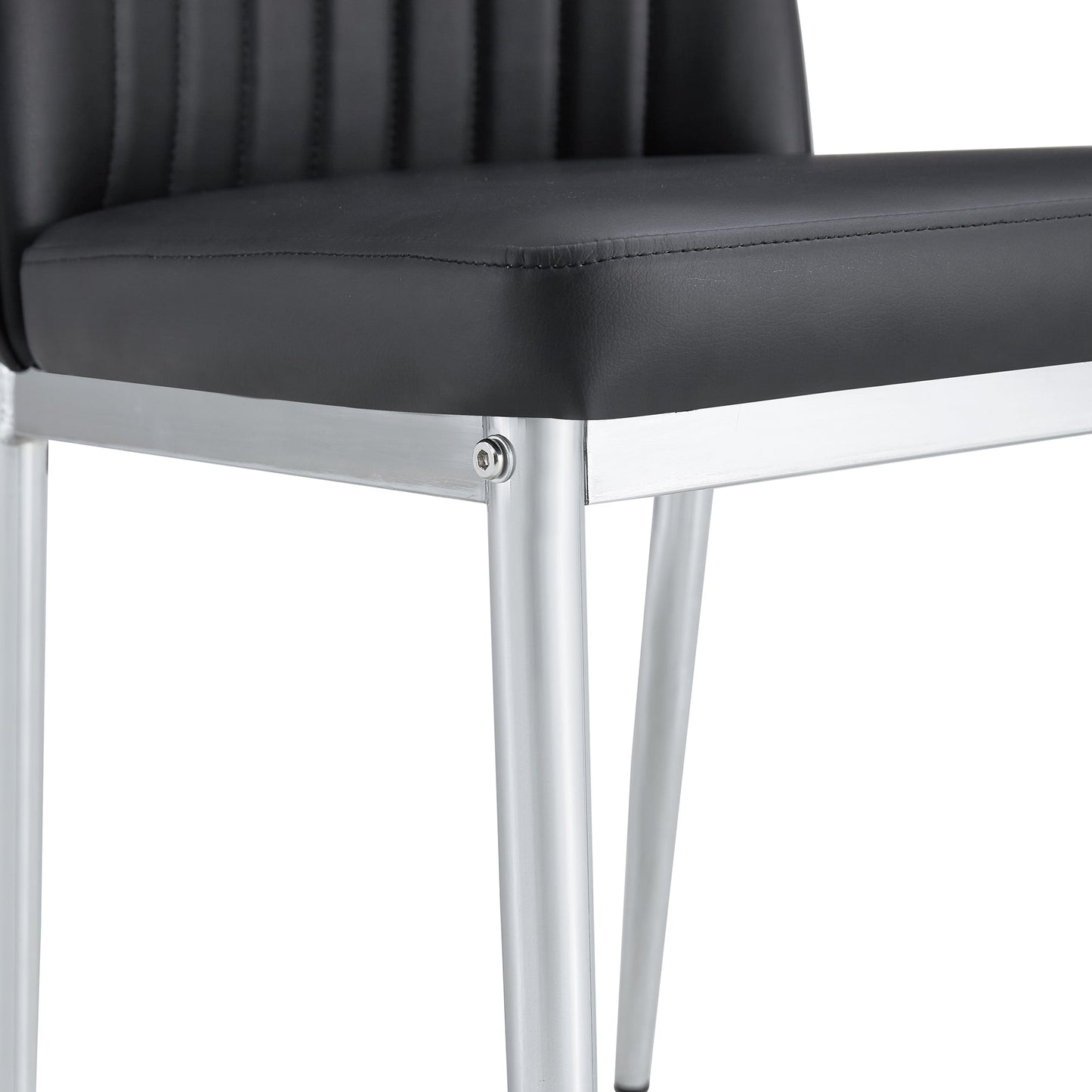 A Set of 6 Dining Chairs, Black Dining Chair Set, PU Material High Backrest Seats and Sturdy Leg Chairs, Suitable for Re