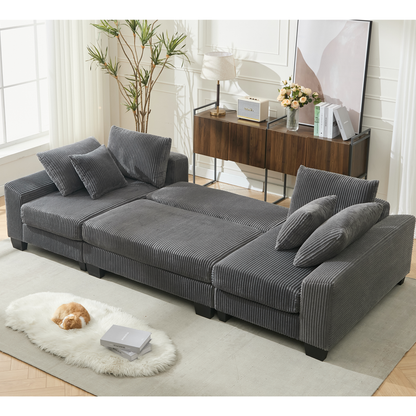114' Sleeper Sofa,U Shaped Sofa , Pull Out Bed,Convertible Oversize 2 in 1 Sleeper Sofa, Living Room,Upholstery Sofa Bed