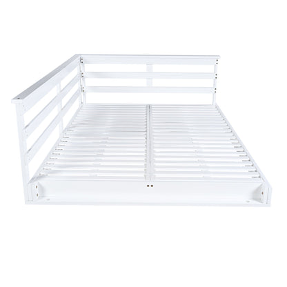 Acacia Wood Porch Swing Bed for Outdoor With Hemp Ropes - Full Size Patio Hanging Bed, 350lbs Capacity, Open-Side Minima