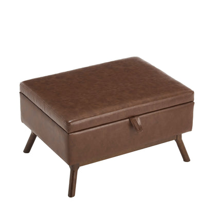 Mid-Century Modern Square Coffee Table Storage Bench, Assembled, Suitable for Living Room, Entryway and Family Room, Use