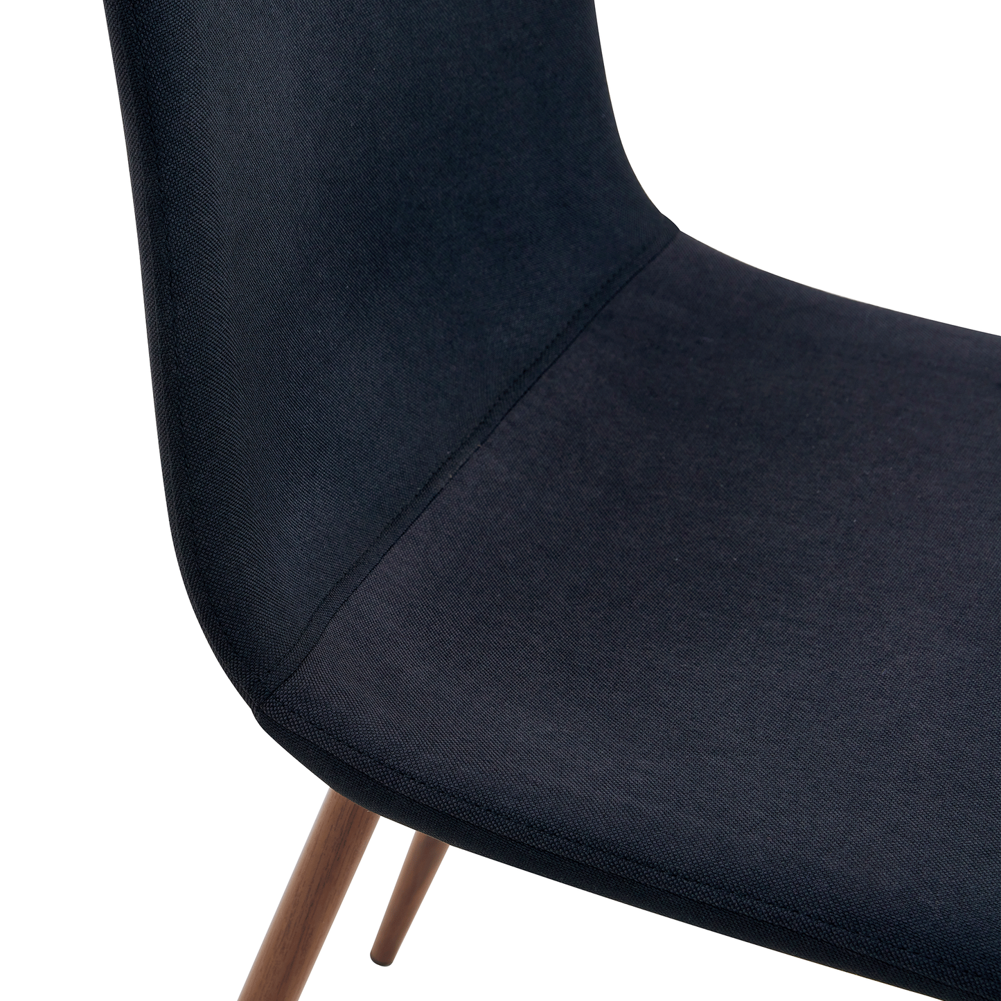 Luxury Simple Chair Set of 4 Black Linen-Cotton High Resilience Dining Chair With Metal Walnut Color Leg