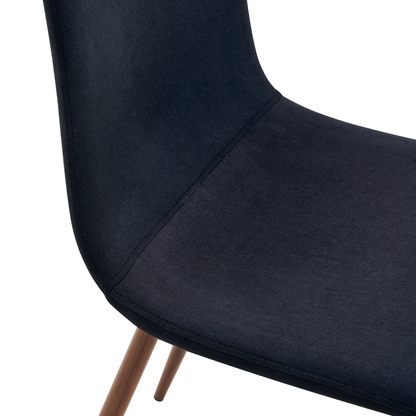 Luxury Simple Chair Set of 4 Black Linen-Cotton High Resilience Dining Chair With Metal Walnut Color Leg