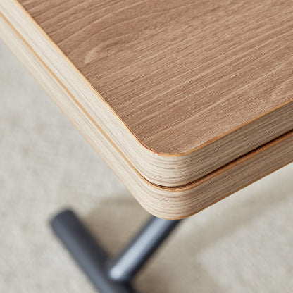 Modern Minimalist Multifunctional Lifting Table, With a 0.8-Inch Wood Grain Process Sticker Desktop and Black Metal Legs
