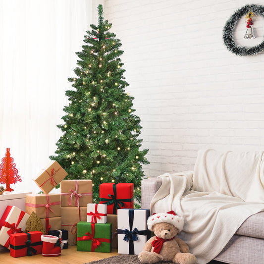 9ft Green Christmas Tree With 620 WiFi-Controlled RGB LED Lights, 1721 PVC Tips, 38 Light Functions, Music Sync, Hinged