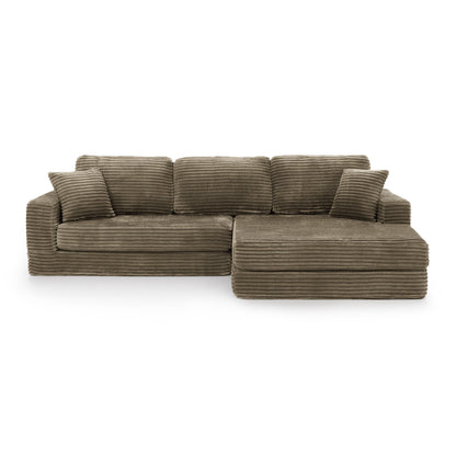 Right Sofa Seat,L Shape Modular Sectional Sofa, Compressed Sectional Sofa Modern Minimalist Style Corduroy Couch,Unfold