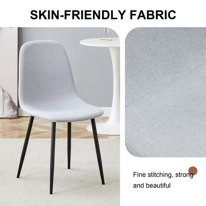 Comfortable Linen-Cotton Dining Chair Set - Four Pieces in Light Gray.Integrated Seat and Backrest,Linen-Cotton Material