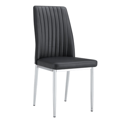 A Set of 6 Dining Chairs, Black Dining Chair Set, PU Material High Backrest Seats and Sturdy Leg Chairs, Suitable for Re