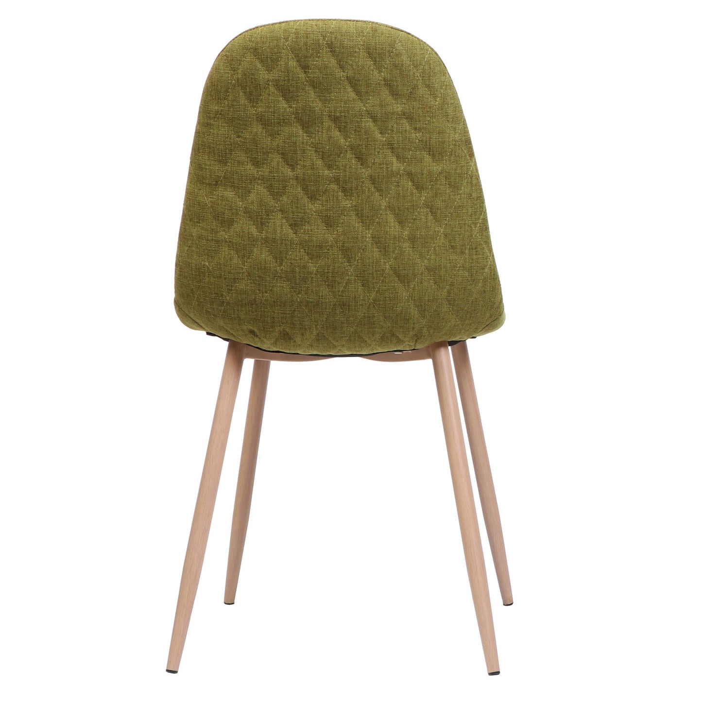Elegant Dining Chair Set of 2 With Green Fabric and Light Walnut Finish