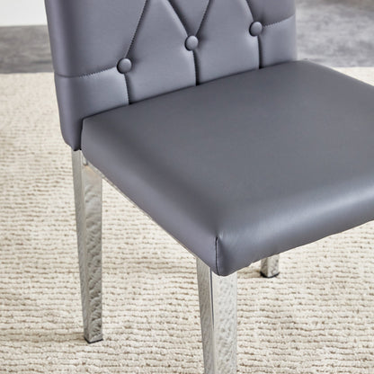 4 Piece Set of Gray Armless Dining Chairs Brings a Touch of Elegance and Mystery to the Dining Area With Its Deep Gray T