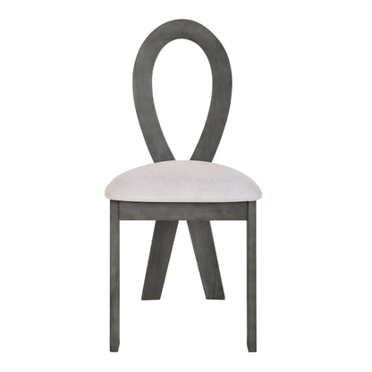 Modern 7-Piece Dining Table Set With Trestle Dining Table and 6 Upholstered Dining Chairs, Compact Kitchen Table Set For