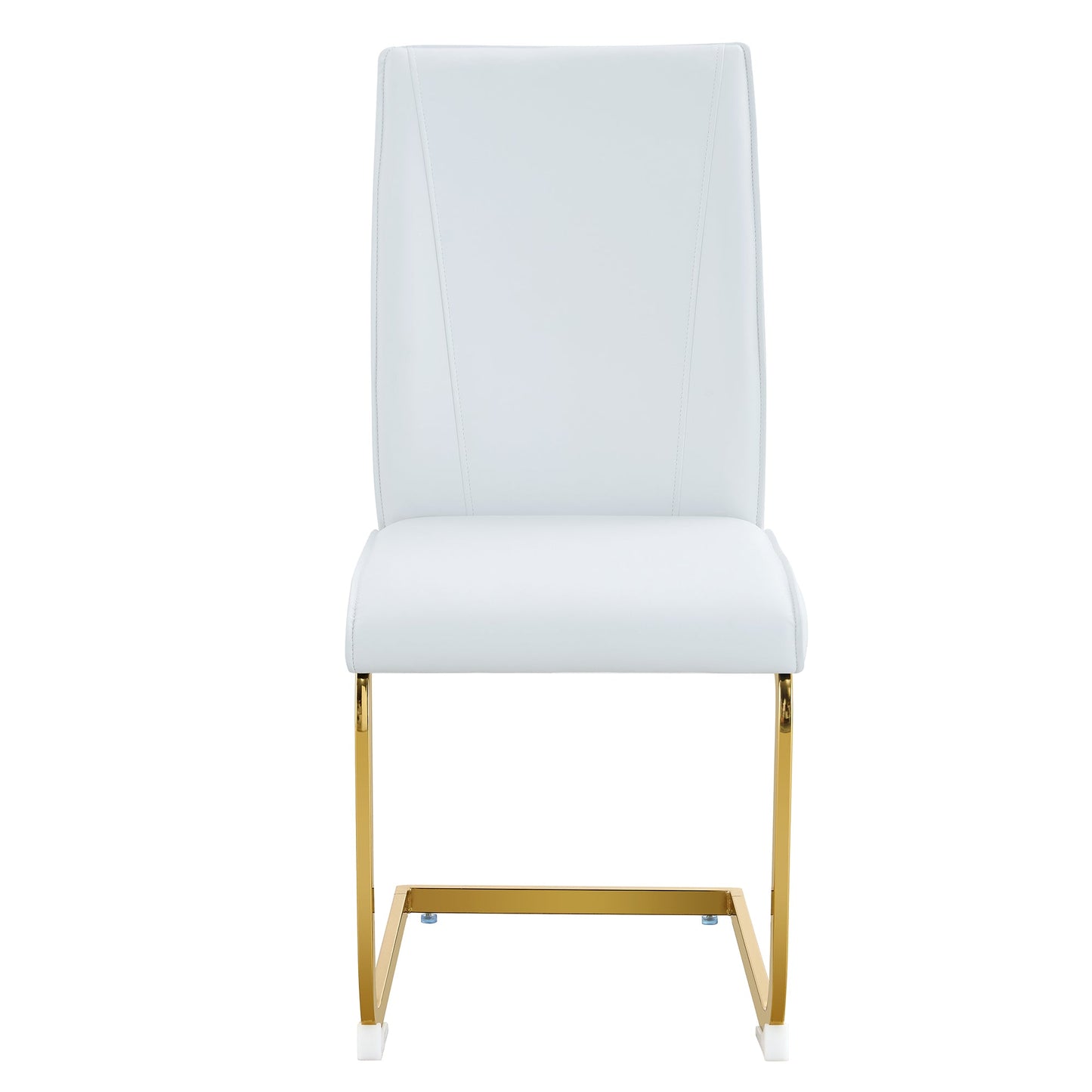 Luxury Simple Arch Chair Set of 8 White PU Material With Arched Metal Gold Leg