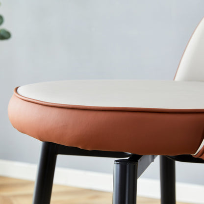 Modern Brown and Light Gray Spliced PU Upholstered Rotatable Bar Chair With Black Metal Legs for Dining Room and Kitchen