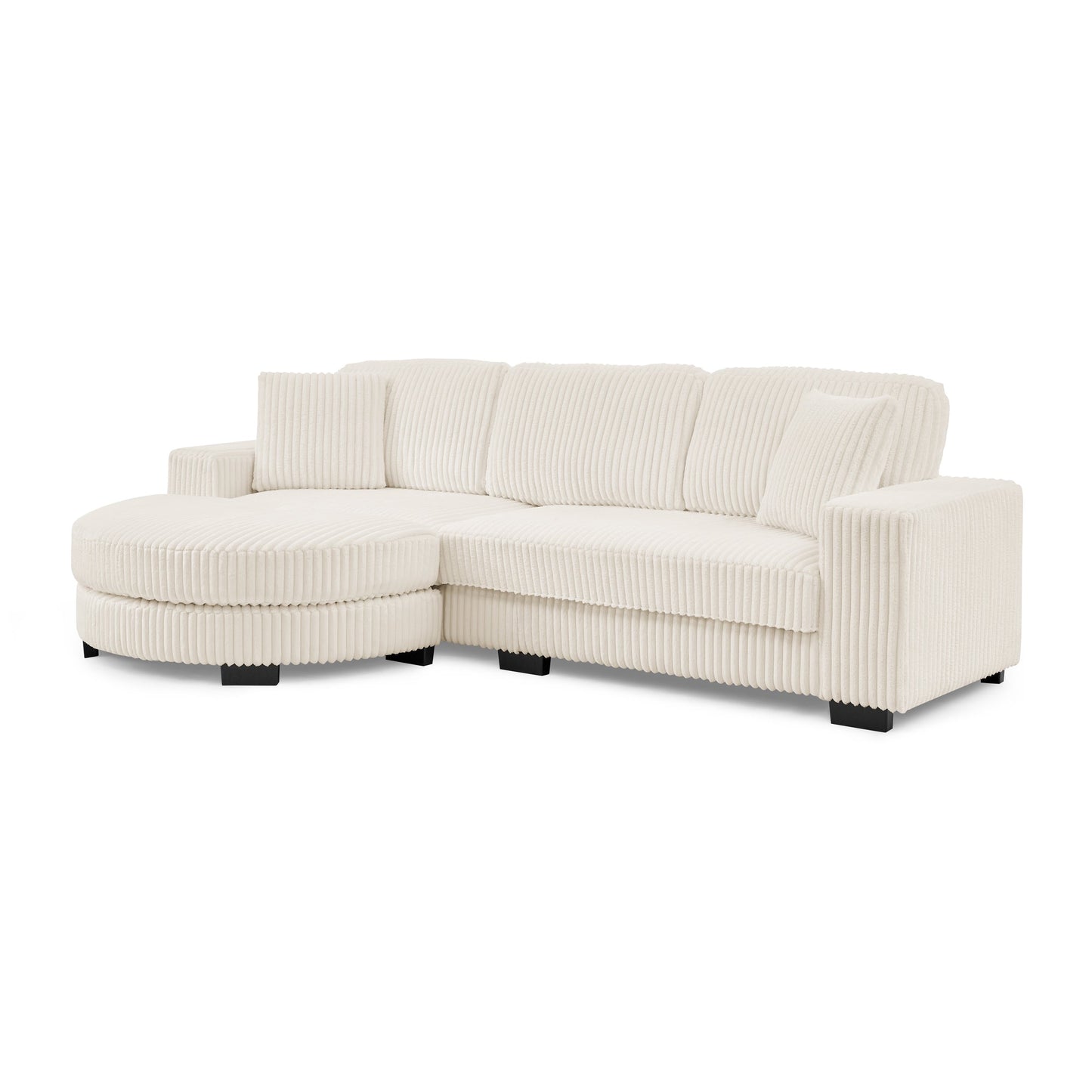 Corduroy Tufted Upholstered Sleeper Sectional Sofa, L-Shaped Modular Convertible Sofa ,The Arc-Shaped Footstool Can Be P