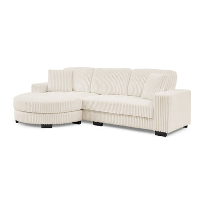 Corduroy Tufted Upholstered Sleeper Sectional Sofa, L-Shaped Modular Convertible Sofa ,The Arc-Shaped Footstool Can Be P