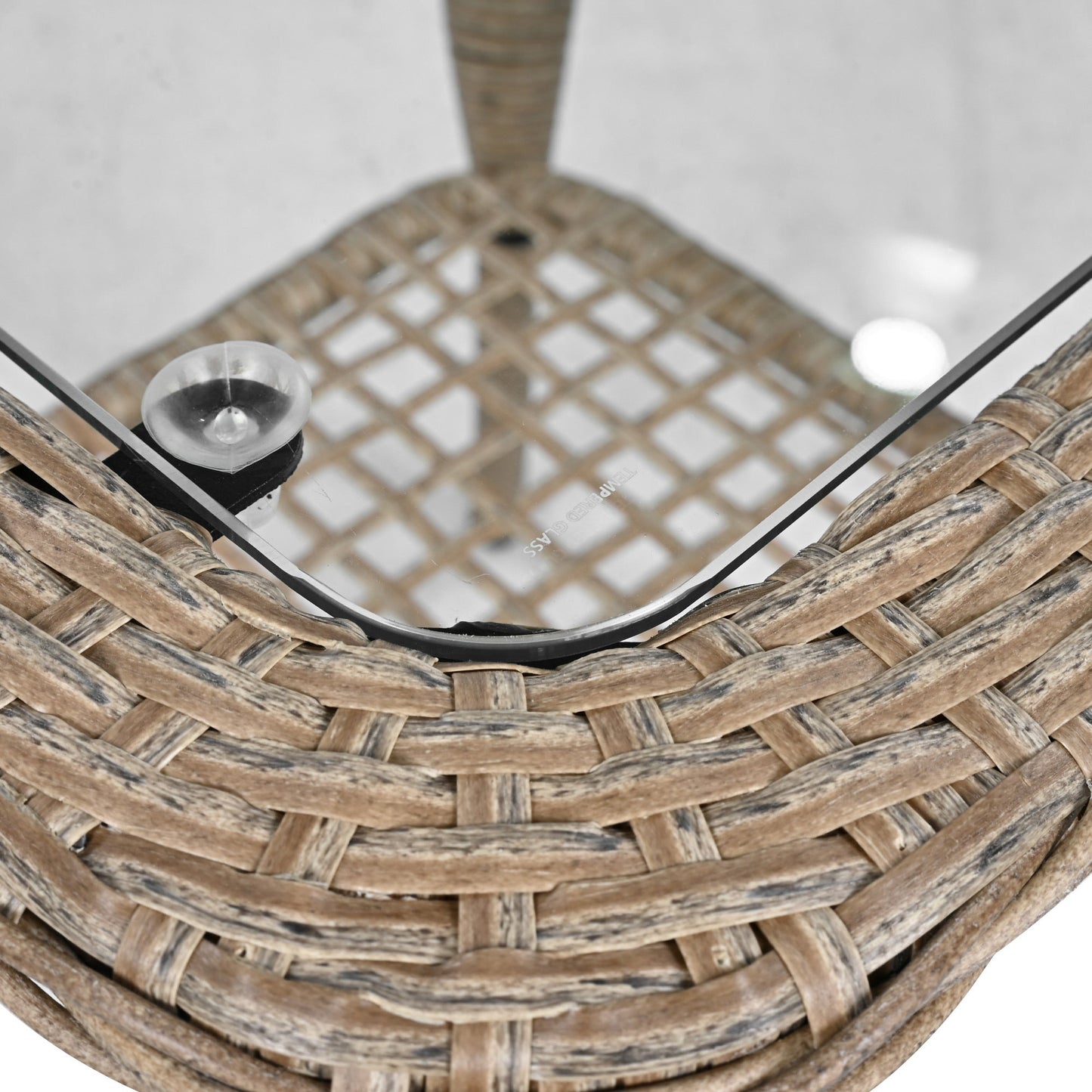 3-Piece Outdoor Chair&Table Set Chat Set 2-Person Rattan Seating Group With Two Swivel Chairs and a Square Table for Gar