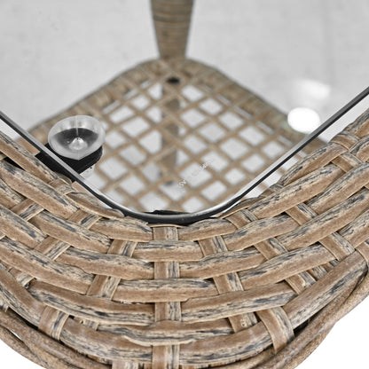 3-Piece Outdoor Chair&Table Set Chat Set 2-Person Rattan Seating Group With Two Swivel Chairs and a Square Table for Gar