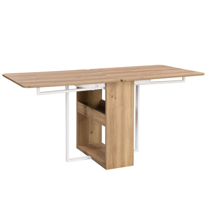 Modern Compact 63inch 5-Piece Extendable Dining Table Set, Foldable Square Kitchen Table Set With Storage Rack and 4 PU