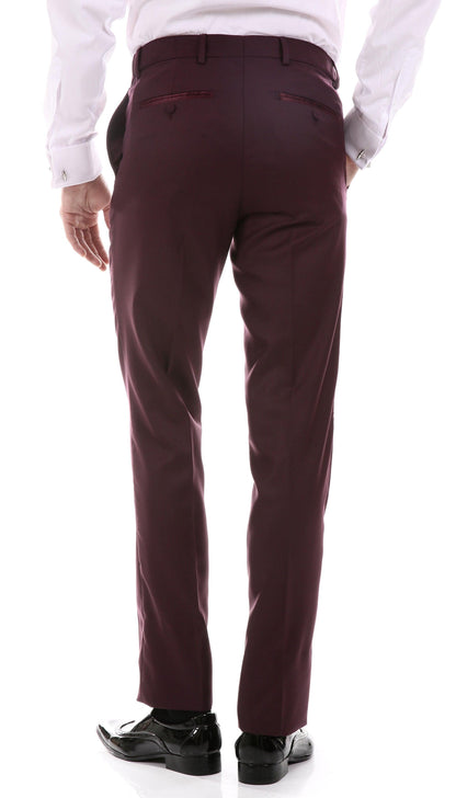Celio Burgundy 3 Piece Slim Fit Tuxedo