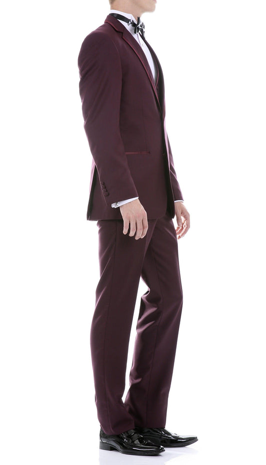 Celio Burgundy 3 Piece Slim Fit Tuxedo