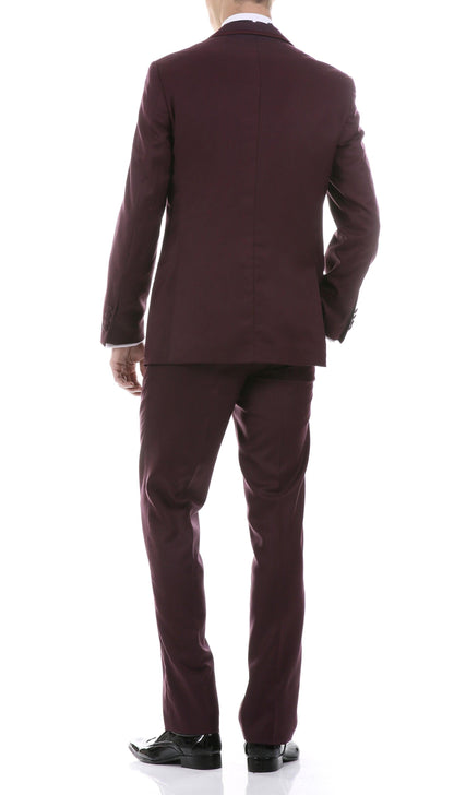 Celio Burgundy 3 Piece Slim Fit Tuxedo