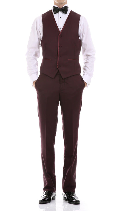 Celio Burgundy 3 Piece Slim Fit Tuxedo