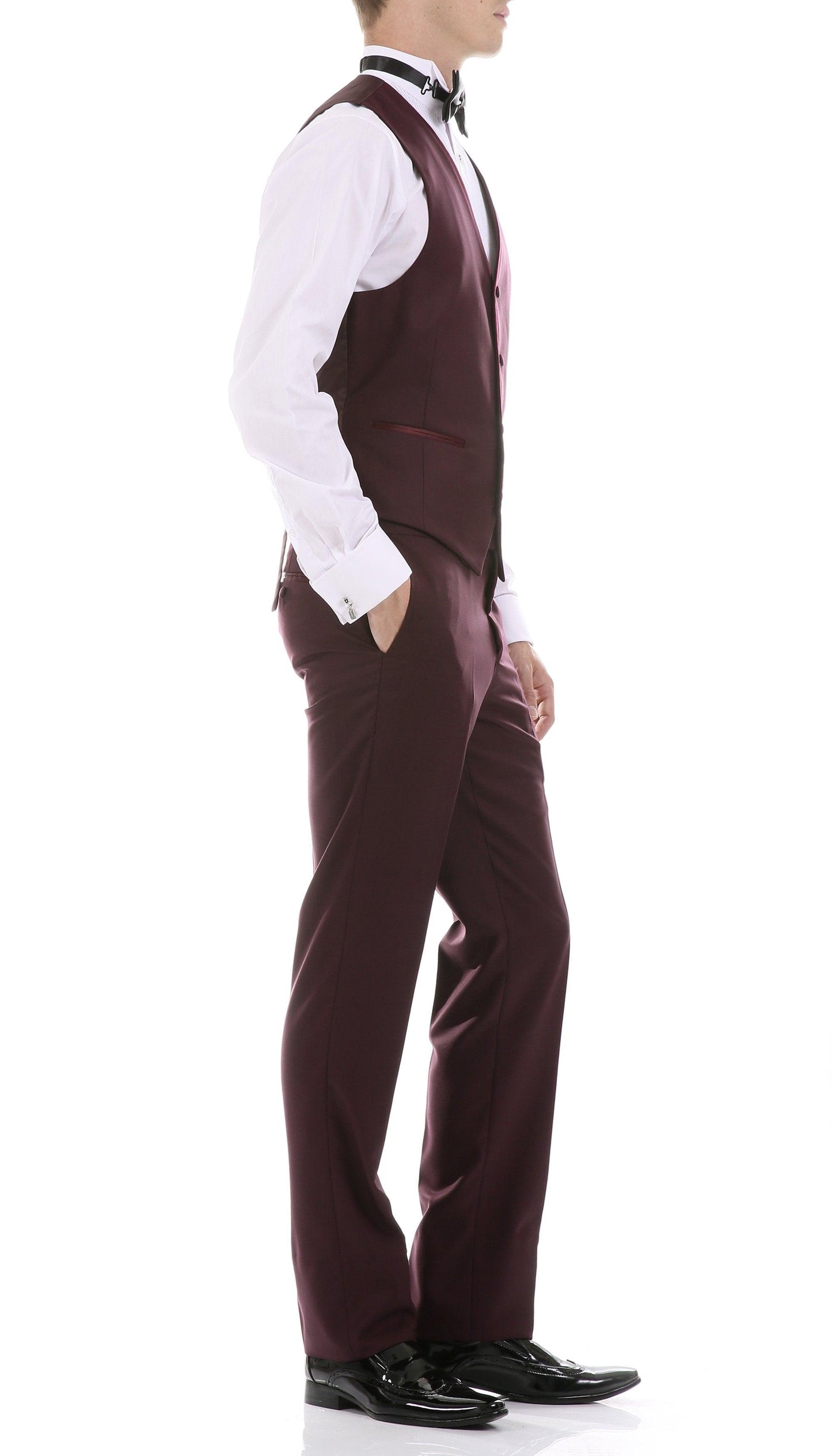 Celio Burgundy 3 Piece Slim Fit Tuxedo